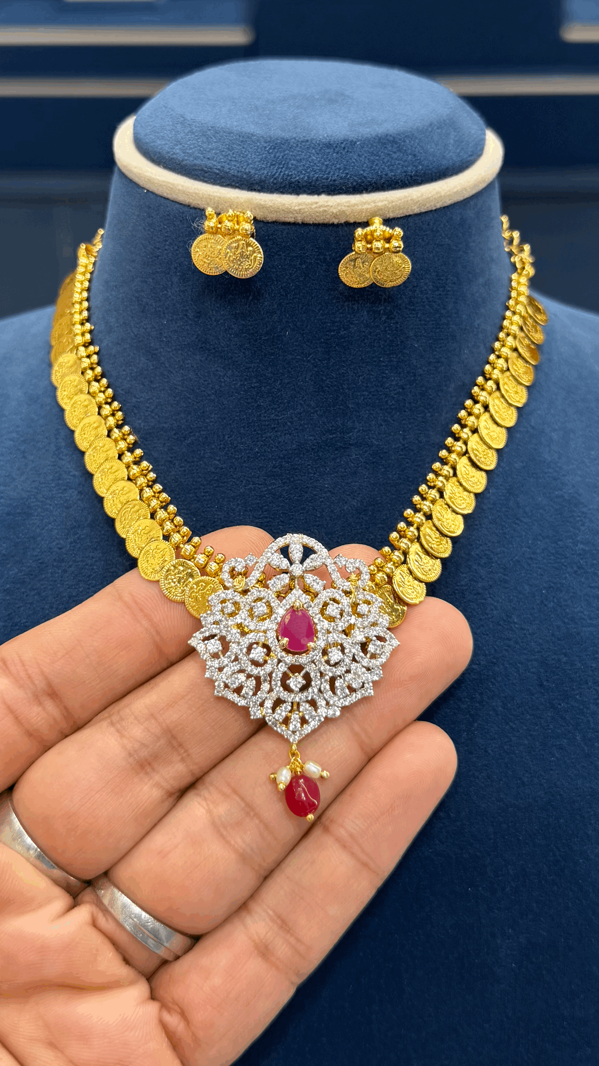 Kasu Necklace with CZ Locket