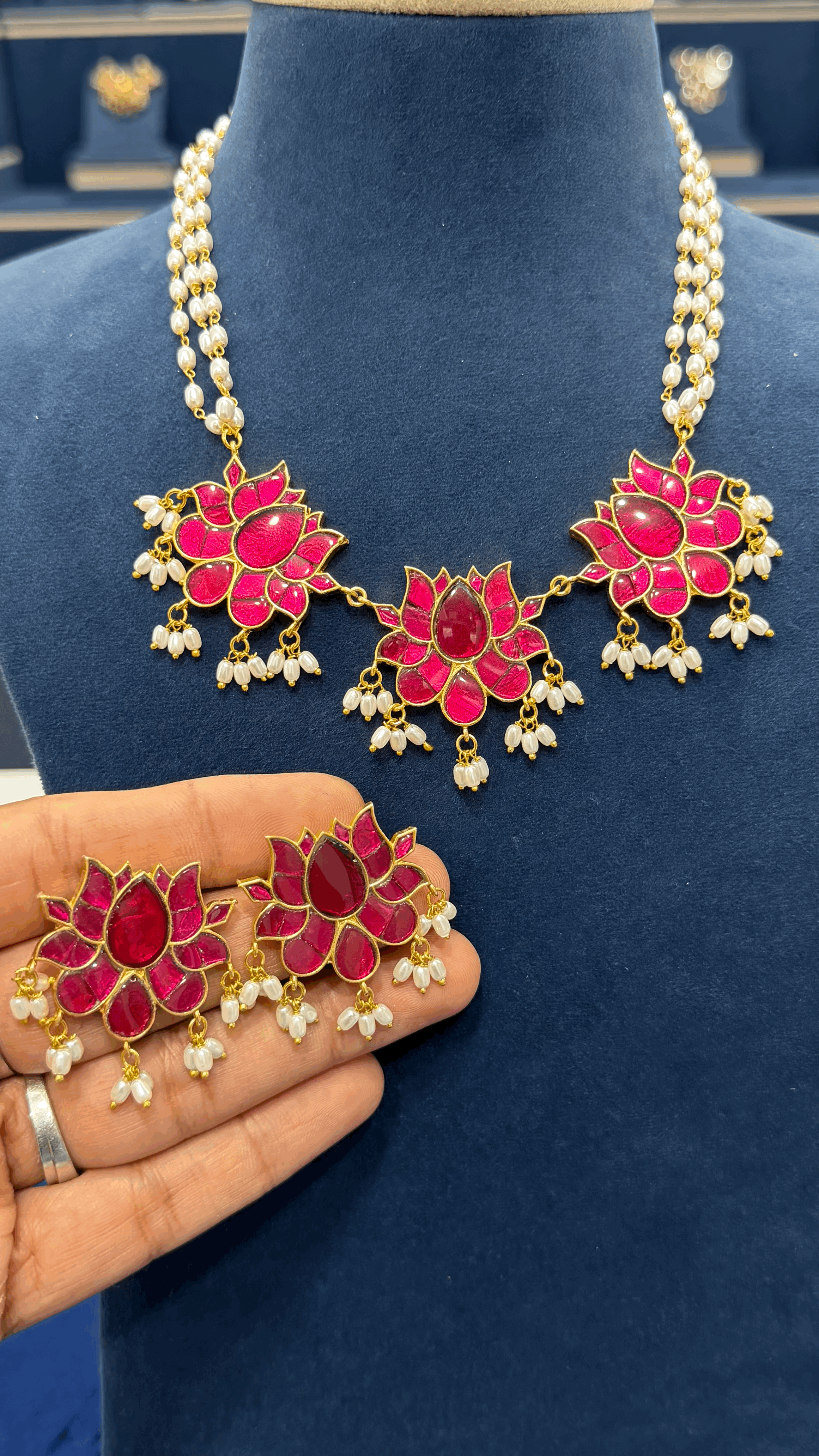 Lotus Jadau Necklace Set